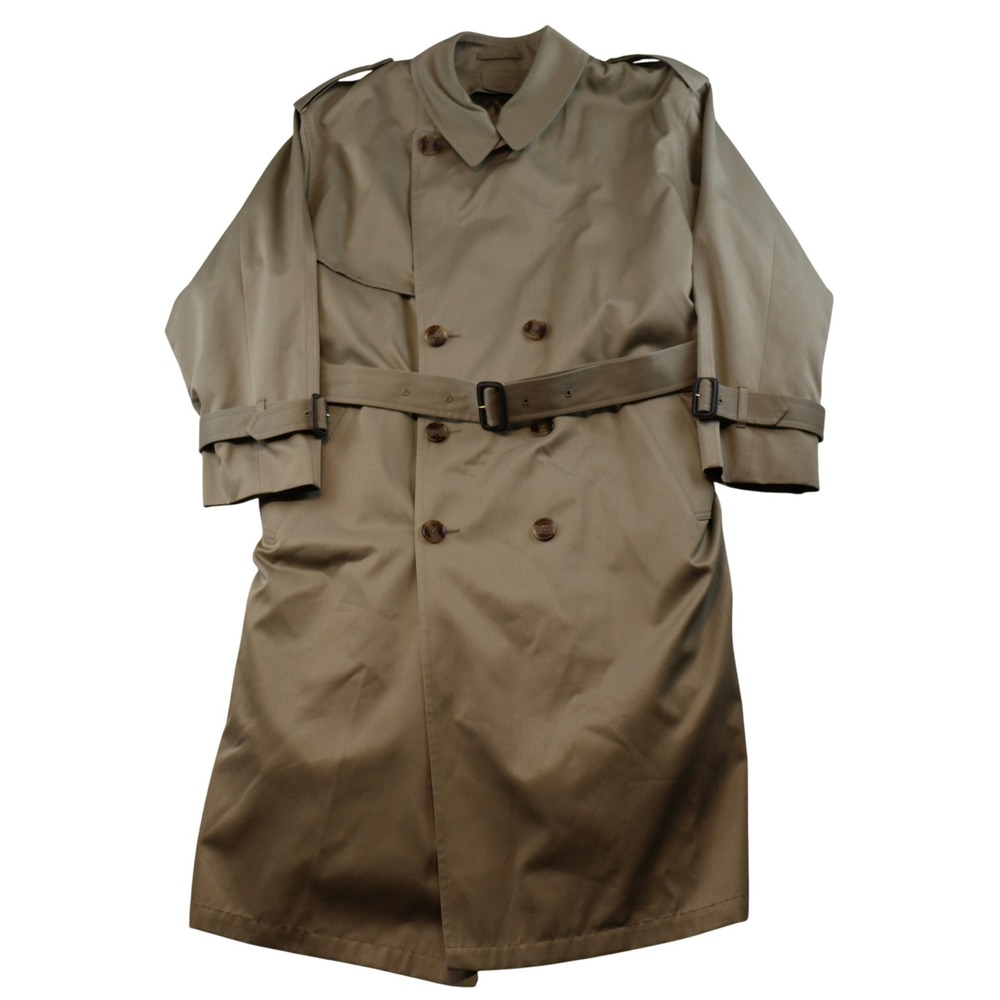 London Fog Mens 40 Short Trench Coat Tan Khaki Thinsulate Liner Belted USA Vtg